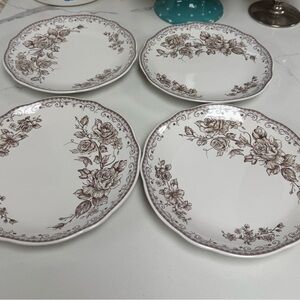 The Pioneer Woman Agatha Brown Floral Salad  Plates Set of 4